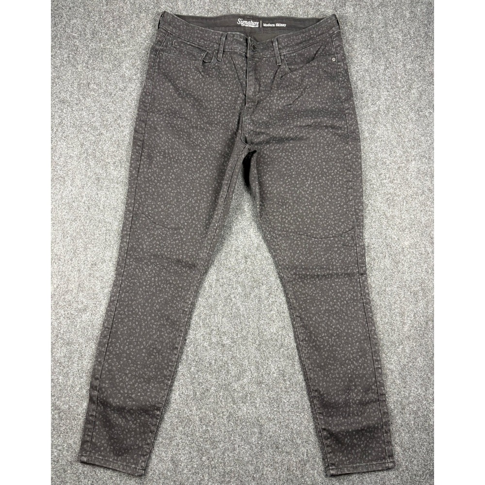Signature by Levi Strauss Modern Skinny Jeans Grey Leopard Print 16 W33 32x28